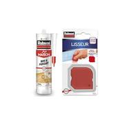 Rubson Maison Mastic Bois & Parquet couleur chêne, Mastic acrylique pour tous supports bois et maçonnerie, Joints pour intérieur et extérieur, 280 ml & Lisseur Accessoire Mastic, Rouge