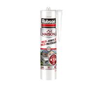 Rubson Maison, Mastic Silicone Multi-usages, Cartouche 280 ml, Blanc | Mastic Multi-Matériaux, Intérieur/Extérieur, Silicone neutre sans odeur, Protection antifongique, Élastique & durable