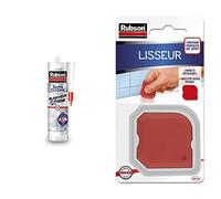 Rubson Mastic Bain & Cuisine Blancheur Extrême, Étanche et Anti-Moisissures à Base de Silicone, Sanitaire Longue Durée, 280 ml & Lisseur Accessoire, Rouge