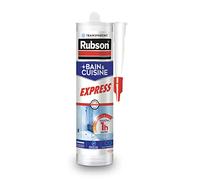 Rubson Mastic Bain & Cuisine Express , Joint silicone longue durée résistant aux moisissures, Mastic sanitaire étanche facile d’utilisation séchage en 1h, transparent, 280 ml