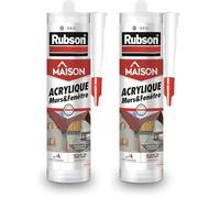 Rubson Mastic Perfect Home Acrylique Murs & Fenêtres, mastic acrylique gris pour intérieur & extérieur, comble fissure, joint porte et fenêtre, 280 ml (Lot de 2)