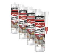 Rubson Mastic Perfect Home Acrylique Murs & Fenêtres, mastic acrylique gris pour intérieur & extérieur, comble fissure, joint porte et fenêtre, 280 ml (Lot de 4)