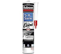 Rubson Mastic Salle de bain Saine Couleur "Ebène" Noir, Joint silicone multi-matériaux renforcé en antifongiques, mastic sanitaire coloré, souple & étanche, 280 ml