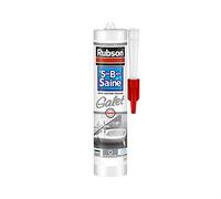 Rubson Mastic Salle de bain Saine Couleur Galet, Joint silicone multi-matériaux renforcé en antifongiques, mastic sanitaire coloré, souple & étanche, 280 ml