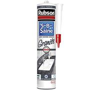 Rubson Mastic Salle de Bain Saine Couleur "Granite"Gris Foncé,Joint Silicone Multi-matériaux renforcé en antifongiques,Mastic sanitaire coloré,souple & étanche,280ml(Packaging du produit peut changer)