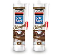 Rubson Mastic Salle de bain Saine Couleur Marron "Châtaigne", Joint silicone multi-matériaux renforcé en antifongiques, mastic sanitaire coloré, souple & étanche, 280 ml (Lot de 2)