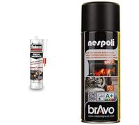 RUBSON Mastic Special Materials Hautes Températures, réparation et étanchéité des cheminées & NESPOLI Aérosol spécial hautes températures noir 400 ml