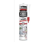 RUBSON Mastic Special Materials Vitrier, silicone neutre pour masticage de portes et fenêtres, Coloris blanc ,Cartouche 280ml