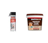 Rubson Mousse Expansive Grandes Cavités (aérosol de 550 ml) - Mousse polyuréthane de remplissage & Sinto Rebouche Bois pour Gros Trous et Fissures Bois Clair - 500 g - Facile et Prêt à l’Emploi