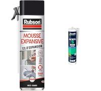 Rubson | Mousse Expansive Multi-Usages (aérosol de 300 ml) Blanche & BOSTIK - 310.11418 - Mastic Acryl S Maconnerie/Peinture - 310 ml - Blanc