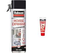 Rubson | Mousse Expansive Multi-Usages (aérosol de 300 ml) Blanche - Mousse polyuréthane & Sader Rebouche Tout - Enduit de Rebouchage Intérieur Prêt à l’Emploi - Tous Supports
