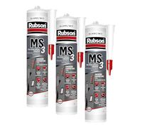 RUBSON MS3, Mastic polymère pour couverture/zinguerie, pour étanchéité et collage en extérieur, Coloris Blanc, Cartouche 280ml (Lot de 3)