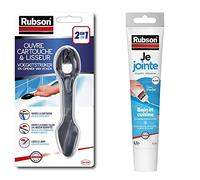 RUBSON Ouvre cartouche et lisseur - pour tout type de mastic & Je Jointe Mastic Blanc 50 ml, mastic étanche anti-moisissure en tube prêt à l'emploi, mastic silicone durable pour joints sanitaires