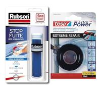 RUBSON pâte à réparer Stop Fuite - pâte auto durcissante pour réparer et colmater des fuites & tesa extra Power Extreme Repair Ruban de Réparation - Ruban d'Étanchéité Auto Amalgamant Souple