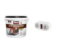 Rubson Revêtement Anti-Infiltrations Stop fuite Noir 1 kg, pour réparation & étanchéité de toitures inclinées & plates & CHACON Biplite Domino Blanc avec Interrupteur - 2 x 16 A