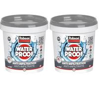 Rubson revêtement Waterproof Anti fuite Gris 1kg pour réparation et étanchéité, protecteur de toiture à base de silicone (Lot de 2)
