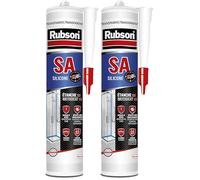 RUBSON SA 1 heure, Mastic Sanitaire à Séchage Rapide, Joint Silicone tous Matériaux, Transparent, Cartouche de 280 ml (Lot de 2)