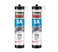 Rubson SA Mastic Sanitaire Translucide, Mastic silicone acétique contenant des antifongiques puissants, Joint sanitaire étanche pour tous matériaux émaillés, translucide, 300 ml (Lot de 2)