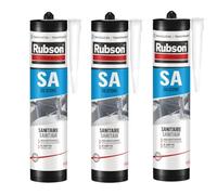Rubson SA Mastic Sanitaire Translucide, Mastic silicone acétique contenant des antifongiques puissants, Joint sanitaire étanche pour tous matériaux émaillés, translucide, 300 ml (Lot de 3)