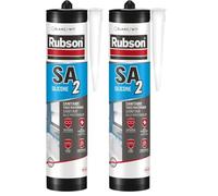 Rubson SA2 Sanitaire Blanc, Mastic silicone 2-en-1 pour émail et matériaux de synthèse, Joint sanitaire renforcé en antifongiques, finition lisse & brillante, 280 ml (Lot de 2)