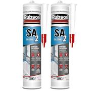 Rubson SA2 Sanitaire Translucide, Mastic silicone 2-en-1 pour émail et matériaux de synthèse, Joint sanitaire renforcé en antifongiques, finition lisse & brillante, 280 ml (Lot de 2)