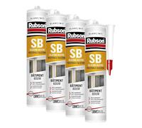 RUBSON SB, Mastic Silicone Neutre Bâtiment, Special Chantier, Certifié Snjf, Blanc, Cartouche de 280 ml (Lot de 4)