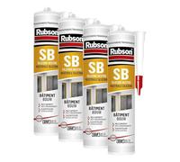 RUBSON SB, Mastic Silicone Neutre Bâtiment, Special Chantier, Certifié Snjf, Transparent, Cartouche de 280 ml (Lot de 4)