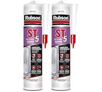 RUBSON ST5, Mastic sanitaire spécial carrelages périphériques, Joint silicone à base aqueuse sans odeur, anti-moisissures, Coloris beige, cartouche 300ml (Lot de 2)