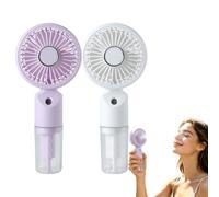 Rubu22a 2PCS Ventilateur Portable, Ventilateur Brumisateur, Ventilateur de Poche USB Rechargeable avec 3 Vitesses Réglables et Brume D'eau, Ventilateur Portable Silencieux，Blanc+Violet
