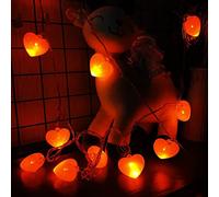 Rubu22a Guirlande lumineuse LED décorative la Saint Valentin, 1,5 m, 10 lumières, en forme cœur, guirlande lumineuse à piles, guirlande lumineuse extérieure et intérieure, décoration mariage, bande