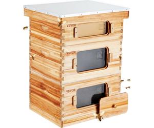 Ruche, ruche Zander pour 30 cadres, bois de cèdre enduit de cire d'abeille, 2 ruches profondes + 1 moyenne, kit de ruche Langstroth, fenêtres acryliques transparentes avec fondations