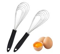 RUCUDIM Lot De 2 Fouets Cuisine De Fouets En Acier Inoxydable Et Silicone Antiadhésif,27cm Fouet Acier Inoxydable, Mousseur à œufs Pour La Cuisson, Le Mélange