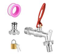 RUCUDIM Robinet 1/2 pouces en laiton - Robinet de jardin universel avec serrure 3/4 pouces pour machine à laver ou réservoir d'eau de pluie