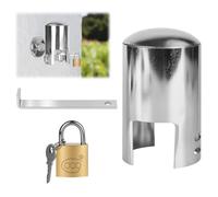 RUCUDIM Verrou de Robinet, Cadenas Robinet Exterieur, Systèmes de Verrouillage de Robinets, Serrure de Robinet Prévenir, Embout Robinet Tuyau D'arrosage, Adaptateur Tuyau Arrosage (Argent)