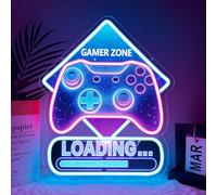 RuCvixkt Enseigne Néon Gamer Zone, Panneau LED Lumineux USB, Décoration Murale pour Setup Gaming, Salle de Jeux, Chambre de Garçon, Éclairage Décoratif