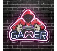 Rucvixkt Gamer Néon Signe De Jeux Décoration,Néon Led Manette Jeu Logo,Enseigne Lumineuse Decor Gaming Néon pour, Cadeaux sympas pour la décoration de la Game Room des garçons