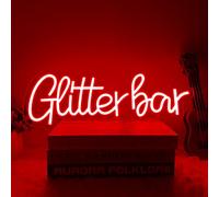 RuCvixkt Glitter Bar Néon, Néon LED pour Bar Maison, Bistrot, Cocktails, Fête, Man Cave, Décoration Murale, Panneau Alimenté par USB, Cadeau pour Anniversaire, Noël, Mari