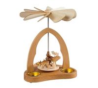 Rudolphs Schatzkiste Pyramide de table en bois, motif Père Noël et bonhomme de neige, multicolore, H x Ø 20 x 21 cm, décoration de table, jeu de chaleur