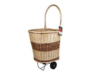 RUECAB - 647603 - Range Bûches sur Roulettes - Chariot Porte Bûches Osier 45x40x98 cm - Transport Bois Cheminée Poêle - Panier Bois Design Intérieur