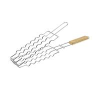 RUECAB - Grilles de Cuisson Barbecue et fumoir - Grille de Barbecue Double à Saucisse,Grille Barbecue Saucisse, Grille BBQ - Matière :Acier chromé - Dimensions :29 x 9cm - 6 saucisses