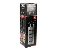 RUECAB - Serviteur de cheminée, serviteur bois cheminée - Support + 4 accessoires : pelle, tisonnier, balai et pince - En inox - Hauteur: 66cm - Poids: 2,4kg - Idéal pour l'entretien de votre cheminée