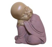ruedufengshui com Statue Bouddha de la méditation - Boudha Rieur Porte Bonheur - Feng Shui - Décoration Zen et Feng Shui - Idée Cadeau Originale - 12,5cm H x 11cm l- Couleur Rose et Marron