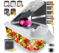 RüK Hachoir à légumes hachoir à oignons multi 22 en 1 mandoline de légumes coupelégumes coupelégumes coupelégumes avec pressecitron recette 11 lames séparateur d'œuf et trancheuse récipient
