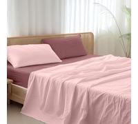 Ruggeri - Parure de lit - 100% Microfibre Douce de Haute qualité | 2 taies d'oreiller + 1 Drap-Housse + 1 Drap Plat - Collection Everyday (Rouge Bicolore, lit Double)