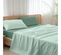 Ruggeri - Parure de lit - 100% Microfibre Douce de Haute qualité | 2 taies d'oreiller + 1 Drap-Housse + 1 Drap Plat - Collection Everyday (Vert Bicolore, lit Double)