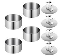 RUGLAMZHIP Set de 4 Cercles à Pâtisserie en Acier Inoxydable, Cercles de Dressage, Cercles à Mousse, Petit Moule à Gâteau Rond 8cm, Anneaux de Dessert et Cercles de Cuisine pour Gâteaux et Mousses