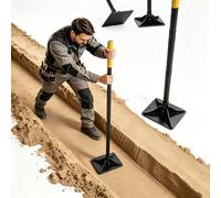 RugoTech Tamper manuel 20 x 20 cm - Compacteur de sol lourd avec manche de 120 cm, poignée antidérapante et connexion à double vis - Compacteur de terre idéal pour jardin, pavage et construction