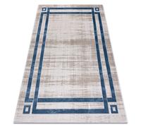 Tapis NOBLE moderne 1539 68 Cadre vintage - Structural deux niveaux de molleton crème / bleu 140x190 cm