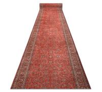 rugsx Tapis Antidérapant Lotus Tradition 58160 Classique, Ornement Rouge - Lavable - 60x250 cm - Tapis de Couloir Antiglisse pour Cuisine et Entrée