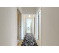 rugsx Tapis de Couloir BCF MORAD Wiosna pour la Cuisine, Le Hall, Le Couloir, l'entrée, Solide, Classique, Rosette Gris 60x250 cm